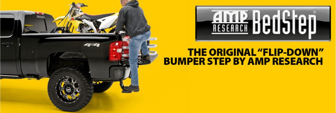 AMP Research Bed Step by ElectricStep.com is a single step used to help get in and out of the rear of your truck with the simplicity of the raise of your foot. Made in the USA, this step is built to last.